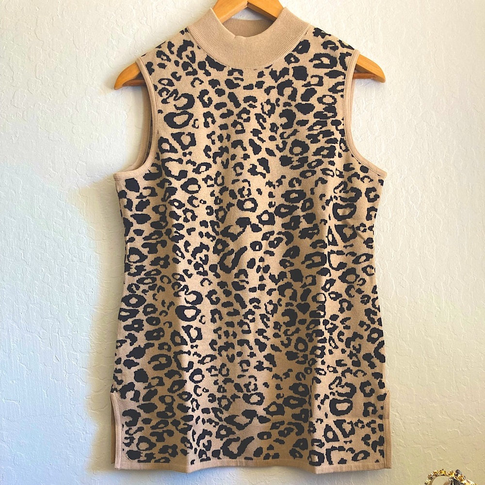 JM Collection Sleeveless Animal Print Sweater